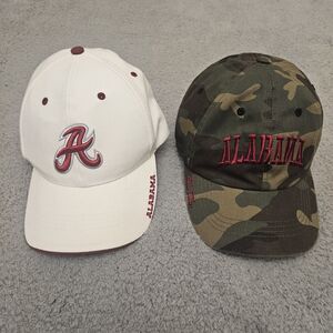 LOT OF 2 Alabama Crimson Tide Adjustable Baseball Cap Hat White Camo